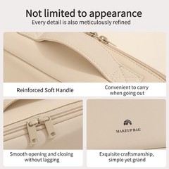 YLYZ Makeup Bag, Foldable Magnetic Standing Bag with Cream white