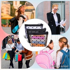 Aiyorse 3Pcs Mini Cosmetic Bags, Heart Print Zipper Beige, Black, White