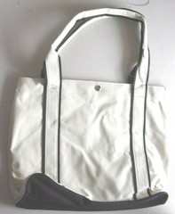 Light Canvas Tote Bag “Sands” Dual Handle Cream / Brown Trim Free Ship NEW