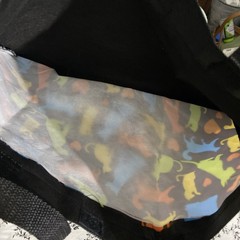 1884 Brand Nylon Fabric Reusable Tote Bag Dogs Cats Black Multicolor 16″ X 16″