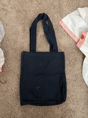 Muted Navy Blue slightly used small tote bag with straps and no closure