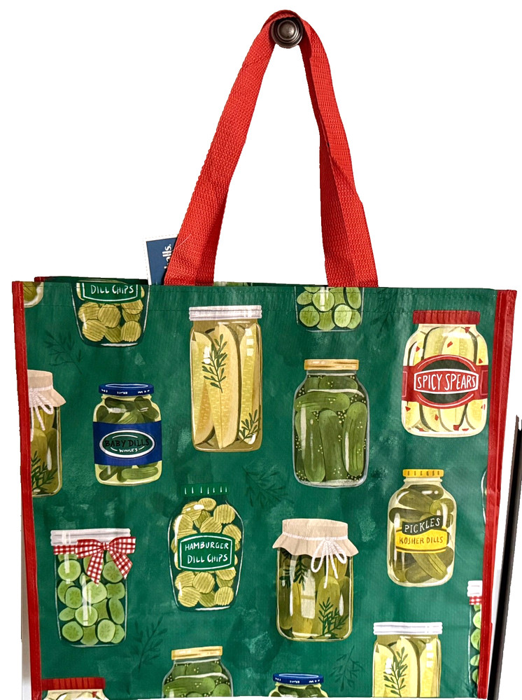 MARSHALLS REUSABLE LARGE TOTE SHOPPING BAG 20″ X 18″ PICKLES SPEARS DILL JAR NEW
