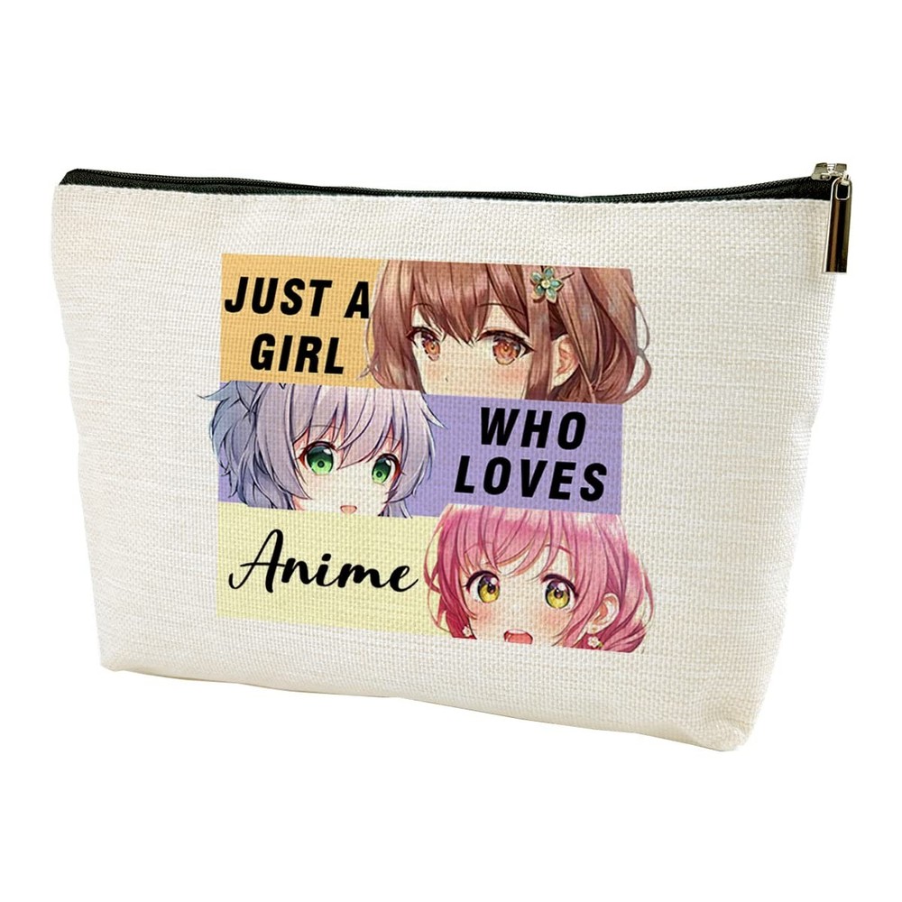 Anime Fans Makeup Bag Lover Gift – Just A Gl Who Loves Anime, Beige