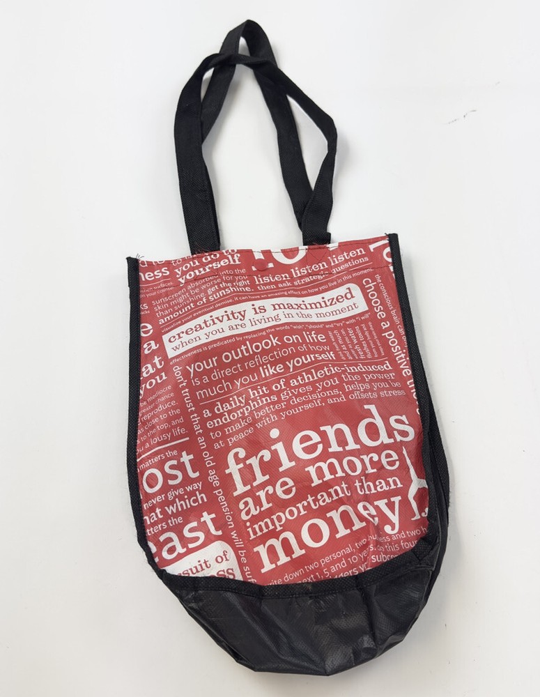 Lululemon Tote Bag Small Reusable 9×12 inches red with text friendship