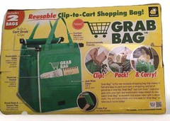 Telebrands Grab Bag Clip To Cart Reusable Shopping Bags 2 Bag Set Open Box