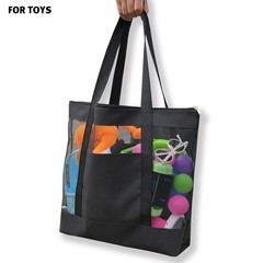 Lightweight Mesh Tote Sandproof Beach Bag Zipper Double Pocket 2 PCS