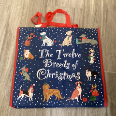 THE TWELVE BREEDS OF CHRISTMAS Dog Reusable Tote Shopping Bag Homegoods NEW