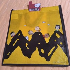 Peanuts Snoopy Charlie Brown Reusable Black Large Shopping Tote Bag with Handle