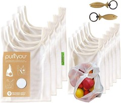 PURIFYOU REUSABLE GROCERY PRODUCE BAGS – FARMERS MARKET BAG SET OF 9 B1