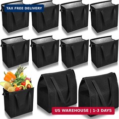 10 Pack Large Insulated Grocery Bags Reusable Shopping Bags with Zippered Top 13