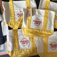 Trader Joe’s Mini Canvas Reusable Tote bags, SET of all 8, Basic and Pastel, NWT
