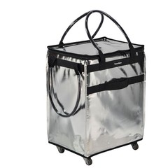 Reusable Grocery Bag On Wheels Large Capacity Shopping Trolley Large, Silver