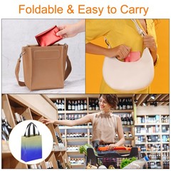 12Pcs Reusable Gift Bags with Handles 7.9 x 9.8 Inch Gradient Yellow Blue