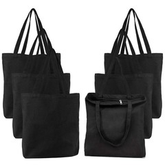 Segarty Black Canvas Tote, 6 Packs 16×15 inch Canvas Bags with Zipper, 12Oz Heav