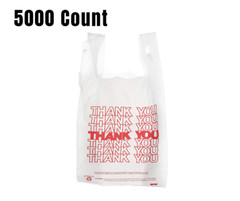 5000 Pack- 1/8 White Thank You Plastic Shopping Bags – T-Shirt Style – 17x10x6