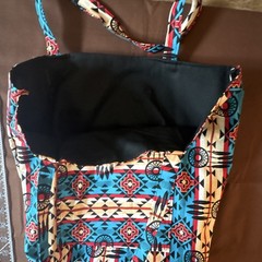 Large weatern style Multicolor Canvas Reusable Shopping Bag 16x15x4 in