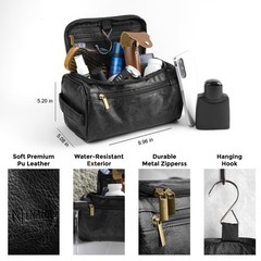 MINARAI Mens Toiletry Travel Bag with Razor Case & Dust – Premium Black