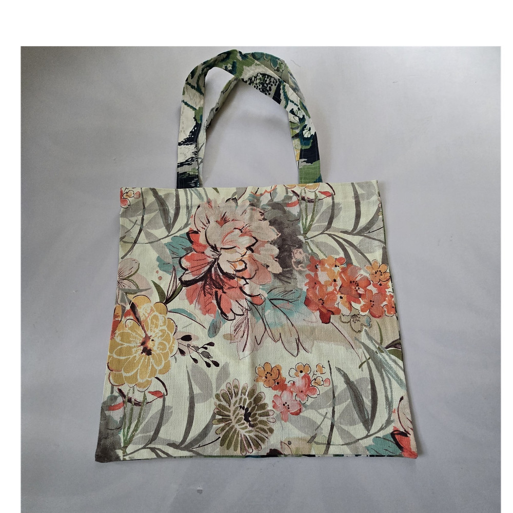 Handmade Floral & Nature Pattern Foldable Canvas Shopping Bag Medium Multicolor