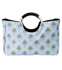 Living In Style City Tote Palm Trees Blue Canvas Type Bag Large NEW