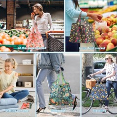 DXMWWTP 4 Pack Foldable Reusable Shopping Bags,Tote Bags,Travel Grocery Bags …