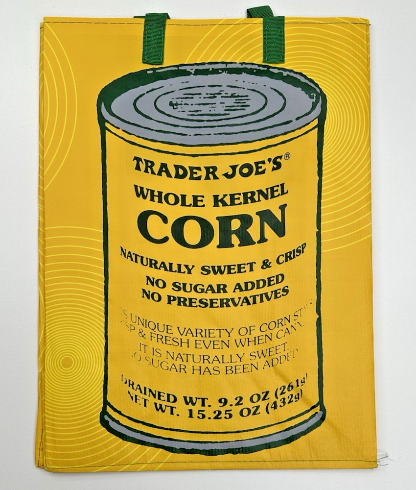 Trader Joe’s Whole Kernel Corn Reusable Tote Shopping Grocery Bag 6 Gallon NWT