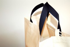 Turtlecreek USA 4 PAK Cotton CANVAS GROCERY BAG Shopping Tote Short Navy Handles