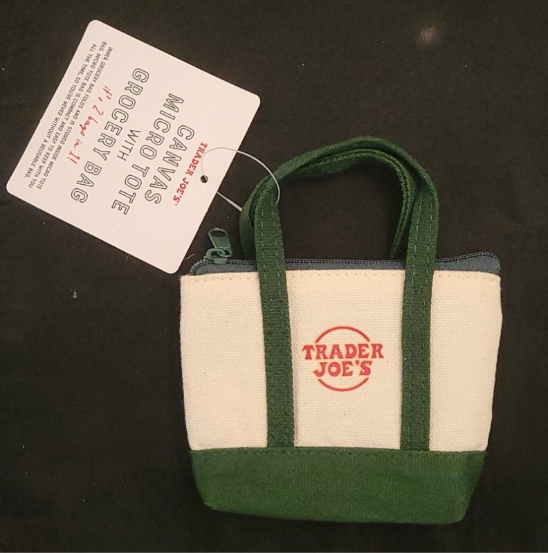 Trader Joe’s Canvas Micro Tote with Grocery Bag Green BRAND NEW WITH TAGS