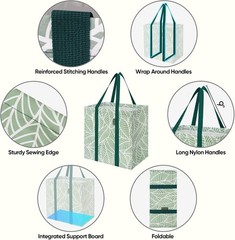 Reusable Grocery Bags 2 Pack Heavy Duty Foldable Tote Antique Folidage