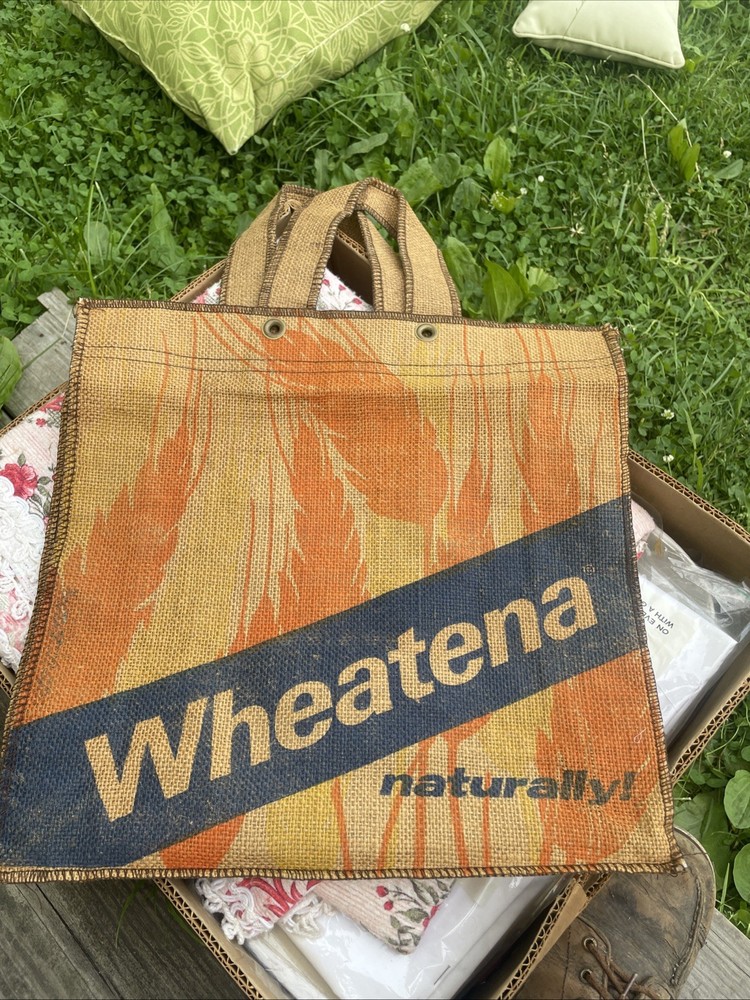 UpCycled Wheatena Burlap bag, Reusable Grocery Bags, Tote Bags