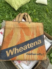 UpCycled Wheatena Burlap bag, Reusable Grocery Bags, Tote Bags