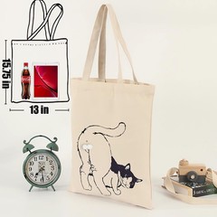 Funny Cat Grocery Canvas Tote Bag for Women,Cute Cat Lovers for Cat Gifts,Nov…