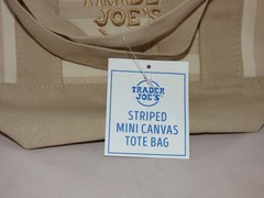 Trader Joe’s – Mini Canvas STRIPED Tote Bag – Beige – Summer 2026 – Limited Ed