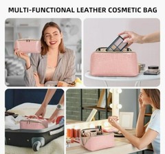 Sanshisi Make Up Bag for Women,Large Capacity Travel Cosmetic Pink