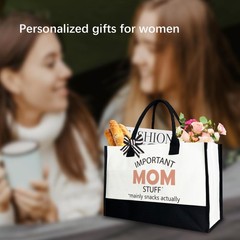 Important Mom Stuff Tote Bag for Women, Mama Tote Bag, 12×17 inch