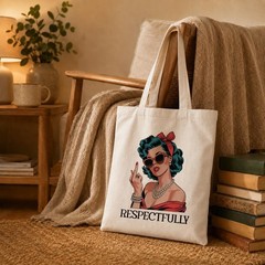 Canvas Tote Bag for Women, Respectfully Shoulder Tote Bags, Adult Humor Canva…