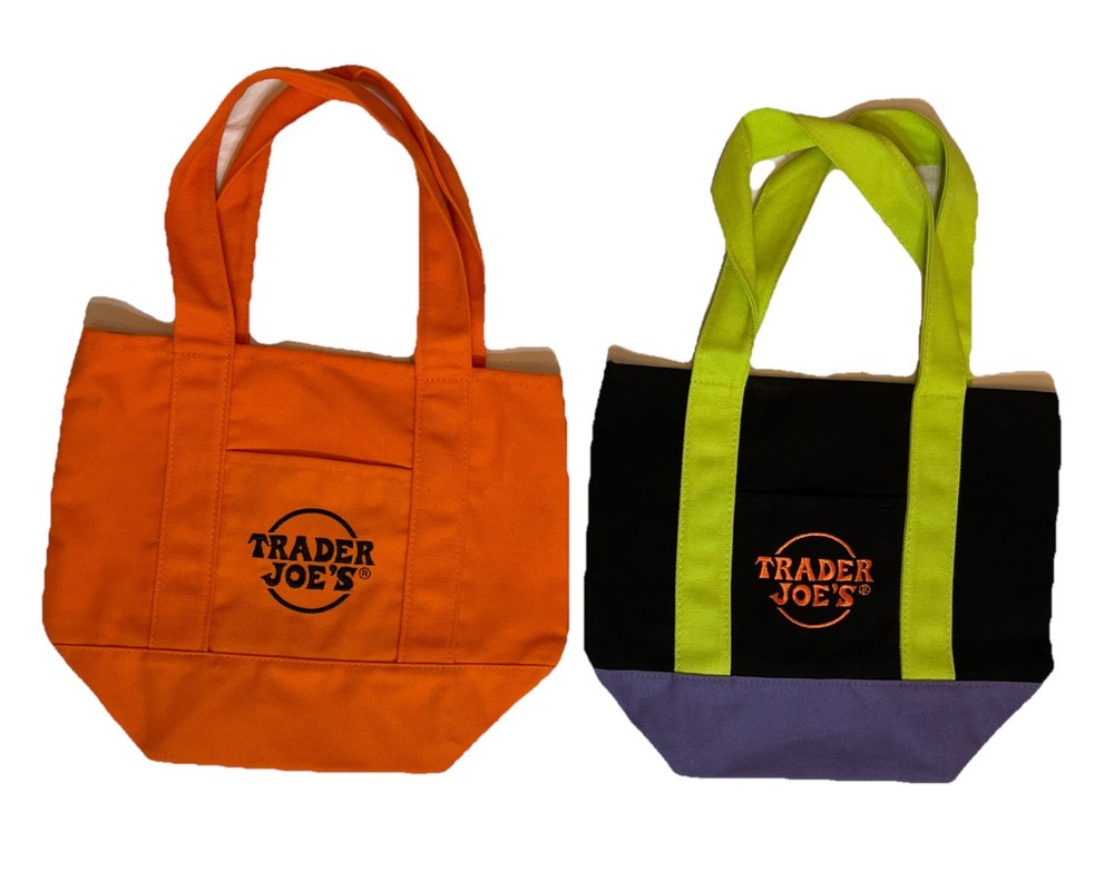 2 Genuine Trader Joes Trick Or Treat Mini Bags Orang/Black Black/Purple/Lime SEE