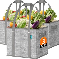 Collapsible Reusable Grocery Bags Heavy-Duty Shopping Tote Box Reinforced Handle