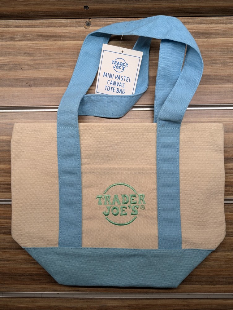 Trader Joe’s Mini Tote Bag Blue – NWT – Pastel Retail Store