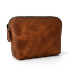TheAntiq Full Grain Leather Cosmetic Bag – Zippered 5x4x2.5 inches, Tan