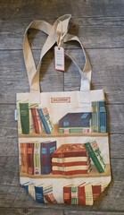 Cavallini Bibliotheque Books Canvas Tote Shopping Bag NWT 16″x13″