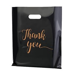 Thank You Bags with Handles – 100 Pack, 12×15 Inch, Extra Thick Plastic Shopping