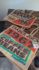 ☕(1) NEW Trader Joe’s Jute Bag Reusable 1967 Pasadena Coffee Beans