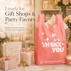 PINK Thank you bagsPCS T shirt bags, To Go Bags,Grocery bags, Large 100 Pink