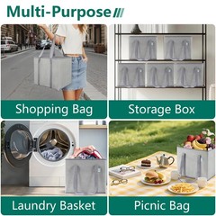 Reusable Grocery Bag Foldable 4Pk Heavy Duty Large Shopping Handles Collapsible