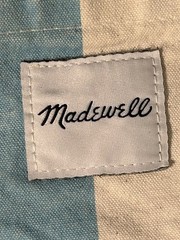 Madewell Canvas Tote Bag 14” x 14” Blue Beige Rust Striped Shopping 100% Cotton