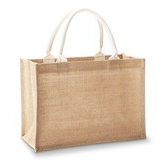 Jute Burlap Tote Bag with Handles 14.5 x 6.7 x 10.2 inch for DIY Shopping