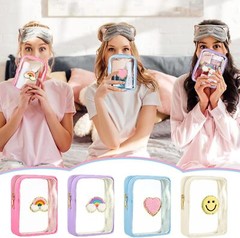 4 Pcs Preppy Patch Makeup Bag Cute Chenille Letter Pouch Cosmetic Makeup…