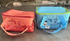 NEW Trader Joe’s 2 Mini Insulated Bag Peach & Teal Tote