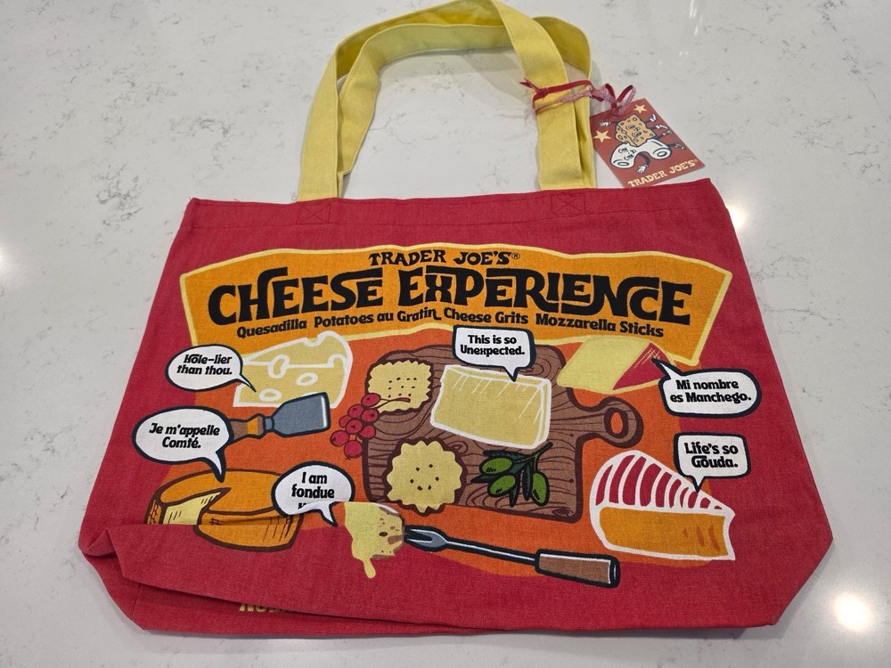 Trader Joe’s Cheese Experience Cheese Adventures Canvas Reusable Shopping Bag S…