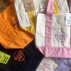 Trader Joe’s Reusable Pastel Purple/Pink/White Mini Canvas Tote Bag